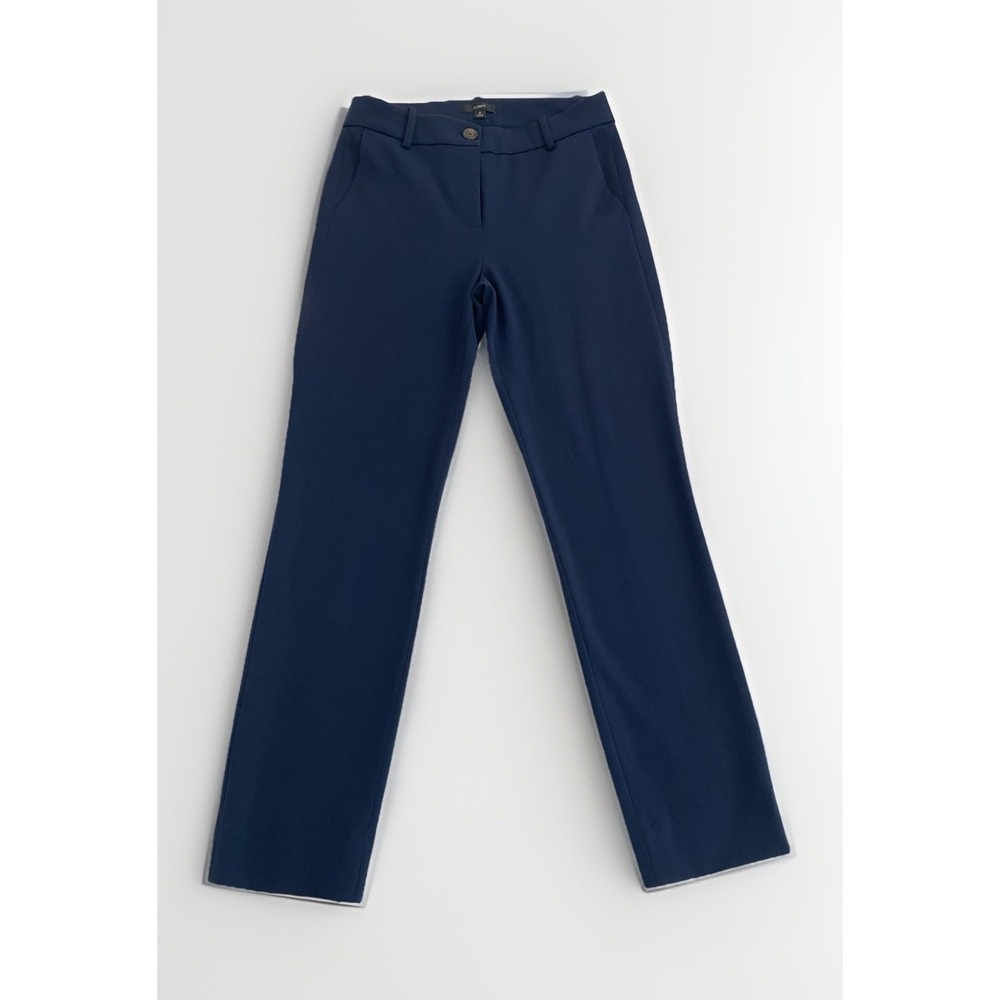 J. Crew Women's 2 Navy Slim Ankle Trouser Career Office Business Boss‎ Girl Rich